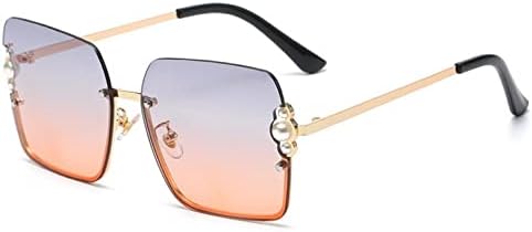 

Солнцезащитные очки в полуободковой оправе для женщин, жемчужные, с защитой от УФ-излучения UV400, винтажные солнцезащитные очки с градиентным переходом цвета MTZJH, Gray Orange