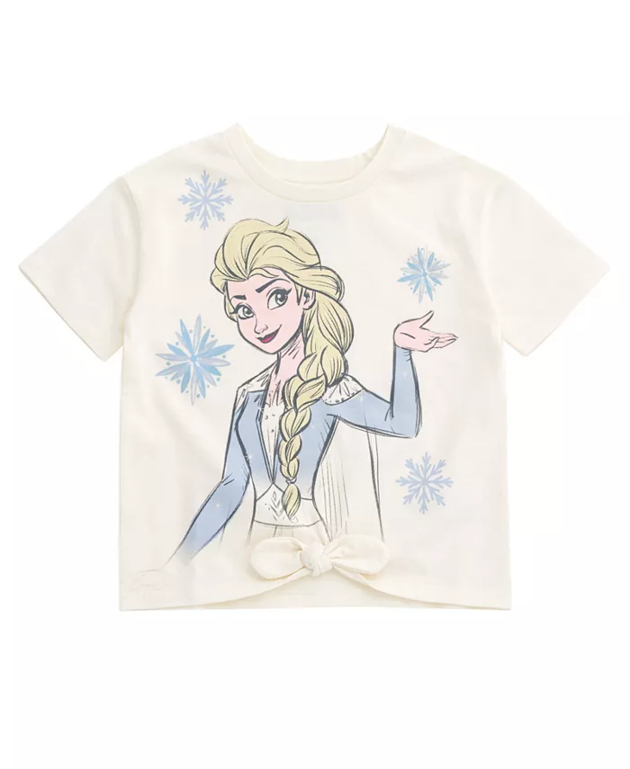 Детский комплект из футболки и шорт Disney Queen Elsa для девочек Frozen, белый — фото 3