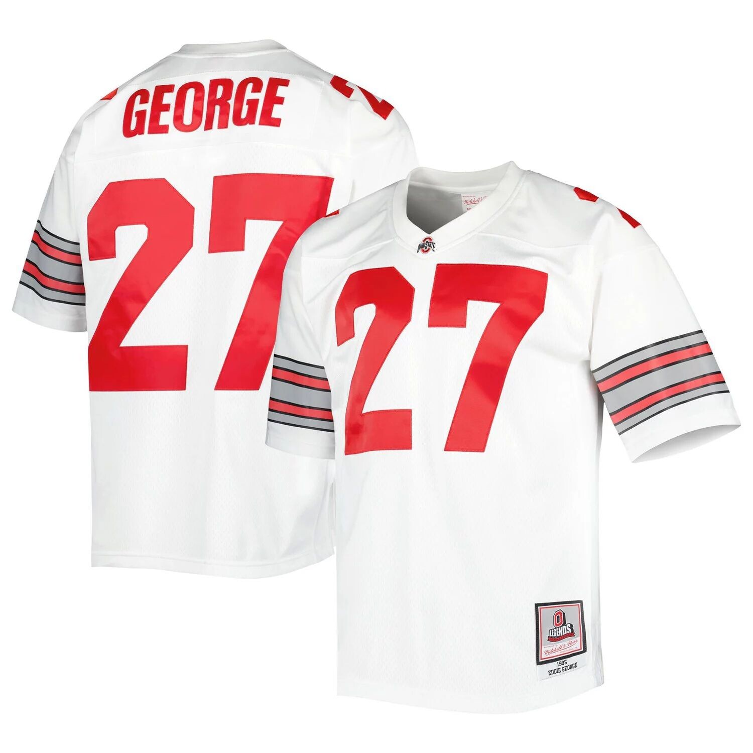 

Мужское аутентичное джерси Mitchell & Ness Eddie George White Ohio State Buckeyes