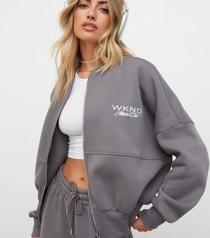 

WKNDGIRL Темно-серый свитшот на молнии Athletic Club WKNDGIRL, темно-серый