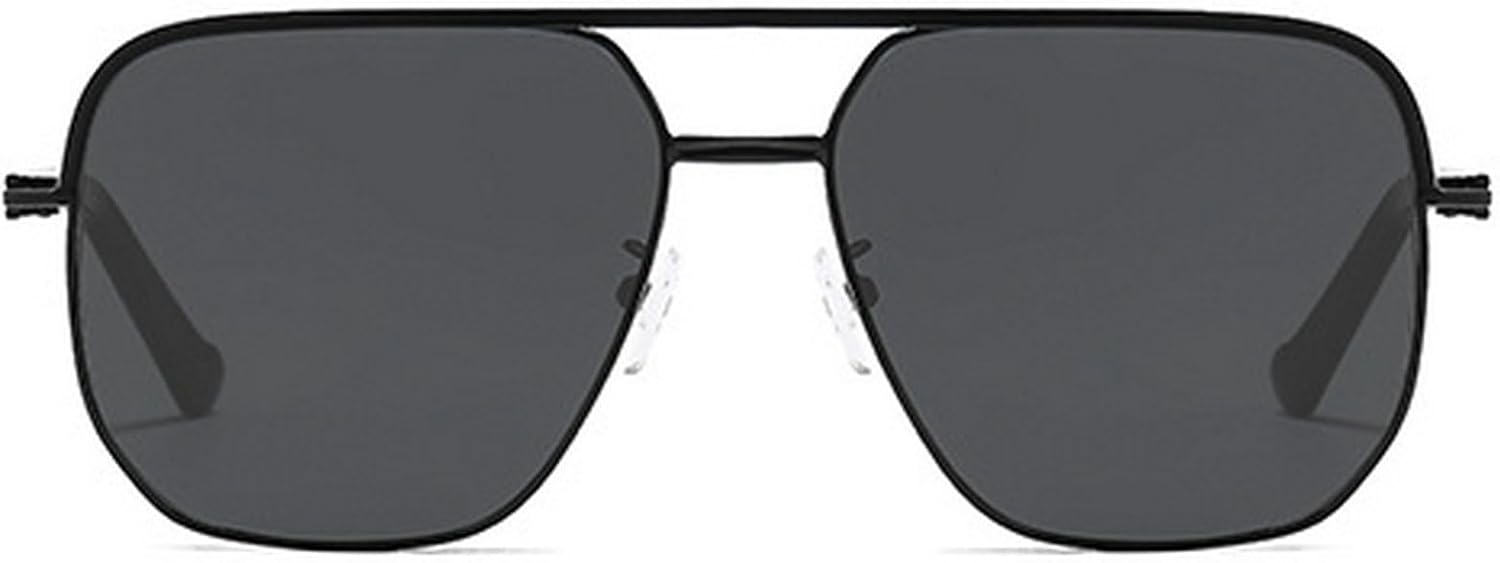 

Ретро-солнцезащитные очки-пилот для женщин и мужчин, большие квадратные солнцезащитные очки в винтажном стиле 70-х годов, двойная перемычка, металлическая оправа mincl, Black