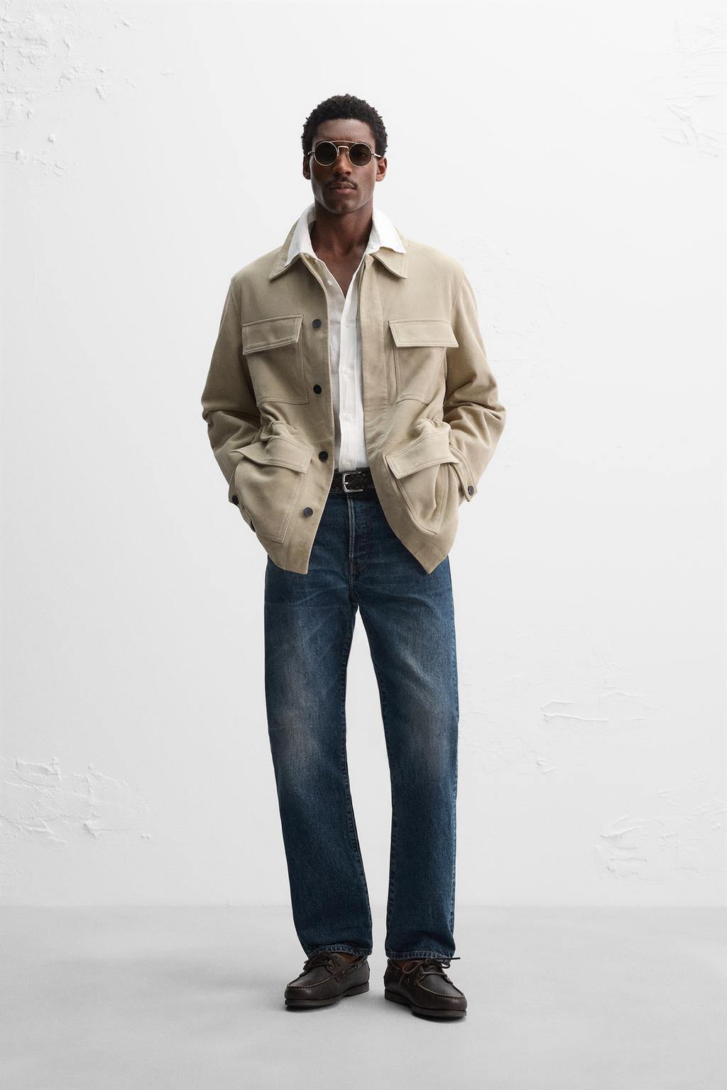 

Замшевая парка с карманами ZARA, бежевый