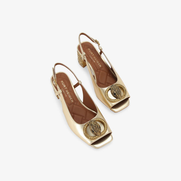Босоножки-слингбэки Kurt Geiger London на квадратном каблуке, золотой — фото 2