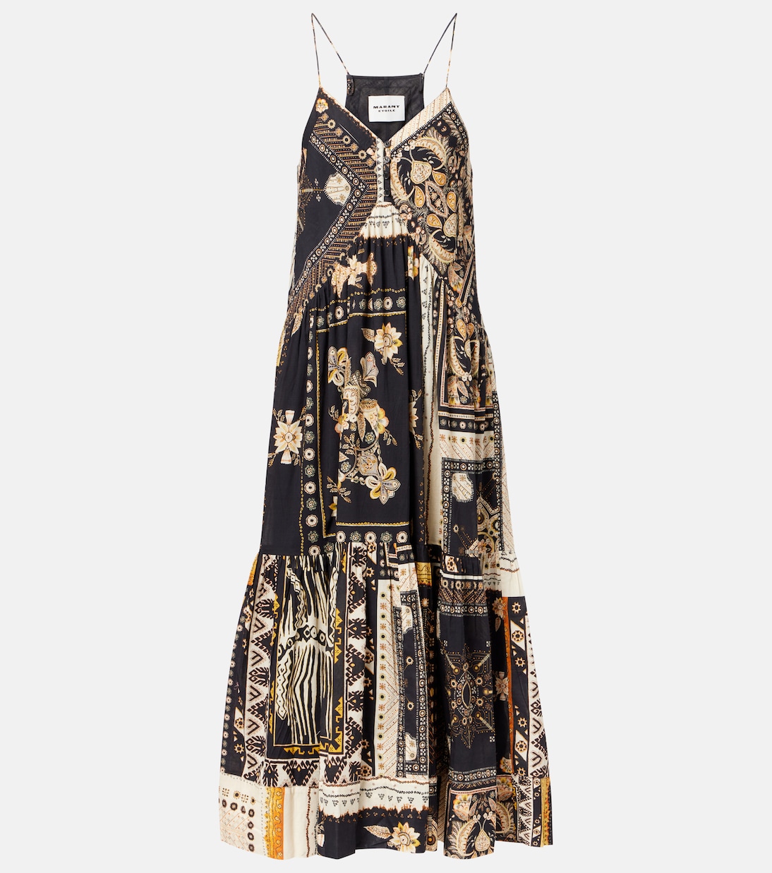 

Сабидж платье миди из хлопка с принтом Marant Etoile, Black / Ochre