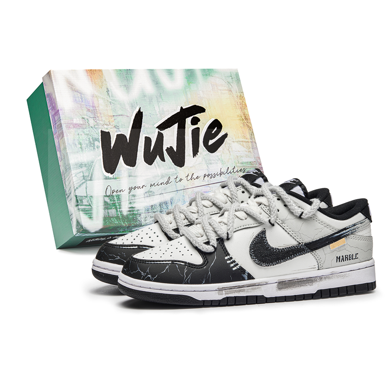 

Nike Кроссовки для скейтбординга мужские low top, устойчивые к износу, с технологией амортизации dunk marble, цвет gray white