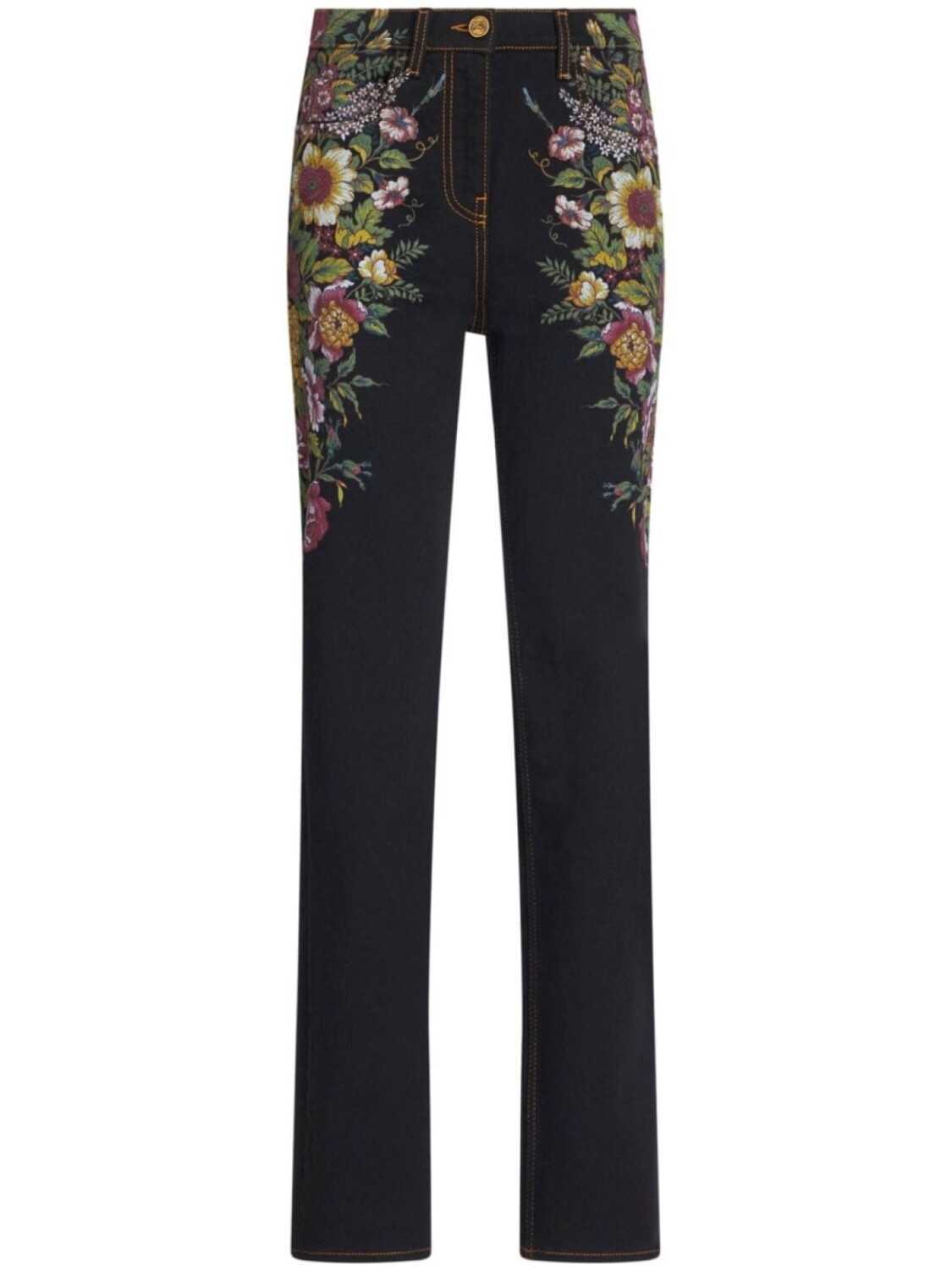 

ETRO зауженные джинсы с жаккардовым узором, черный