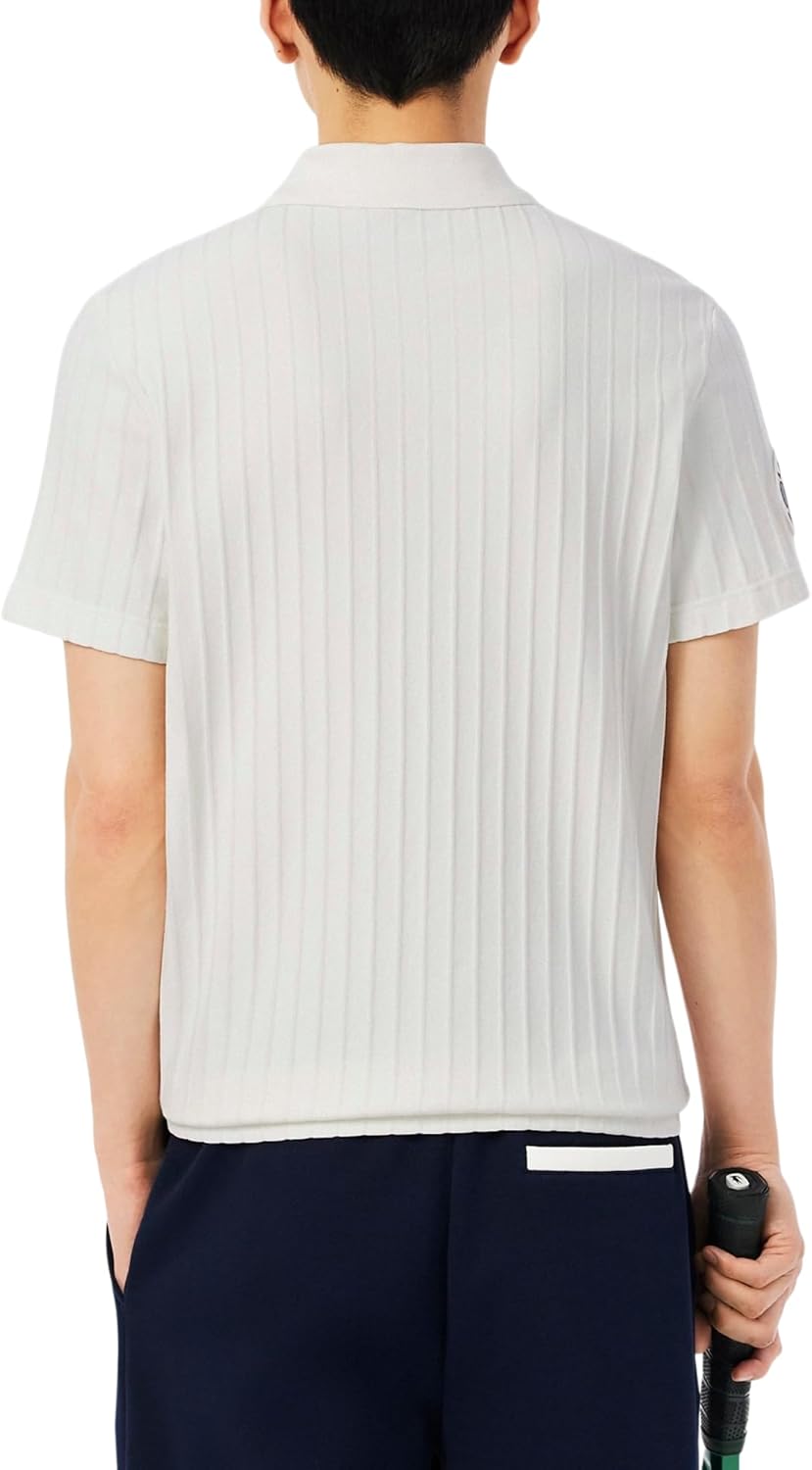 Мужская теннисная поло Lacoste Sport Ultra Dry, белый/белый — фото 3