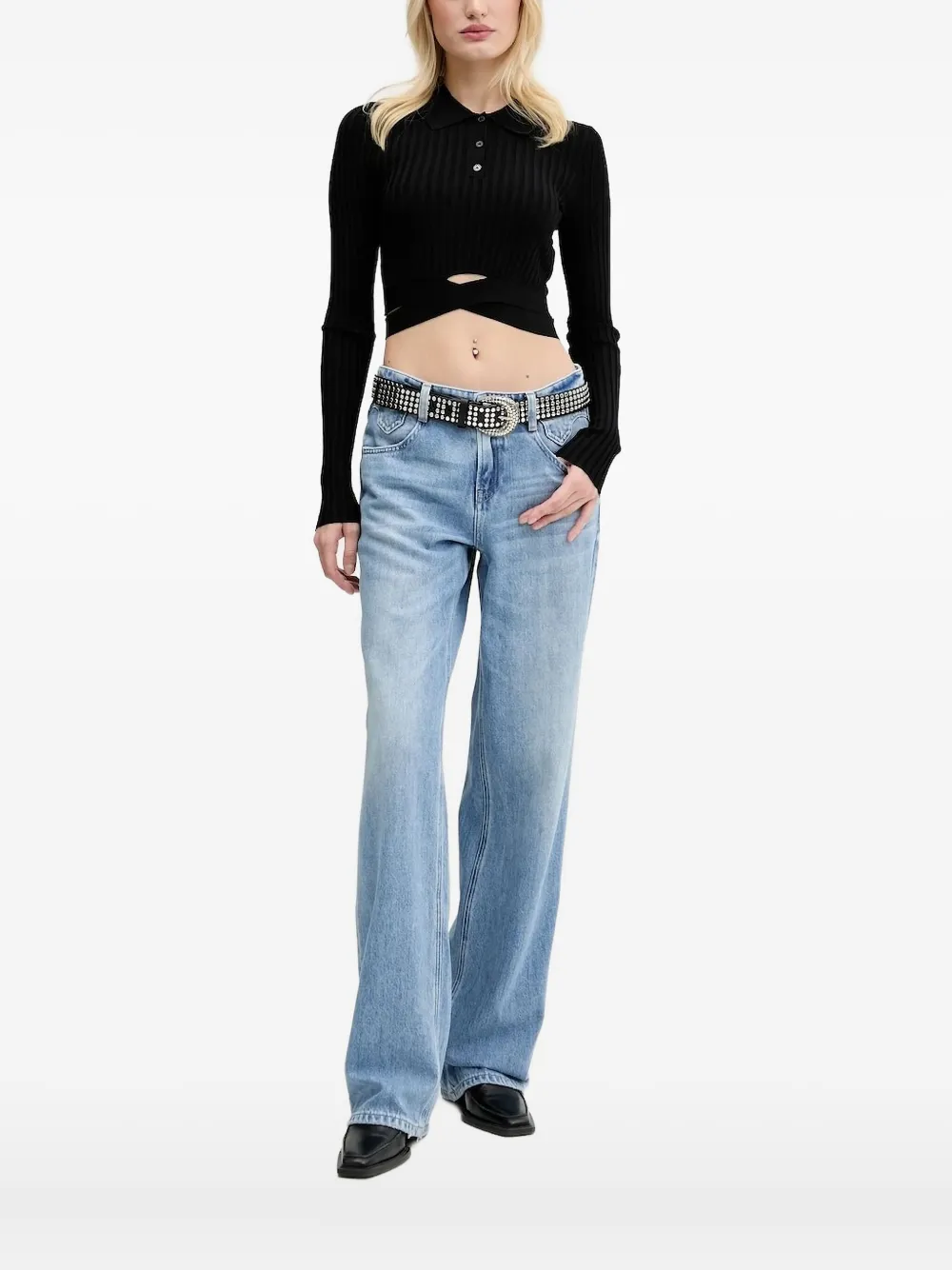 

Укороченный топ с воротником-поло Miss Sixty, черный