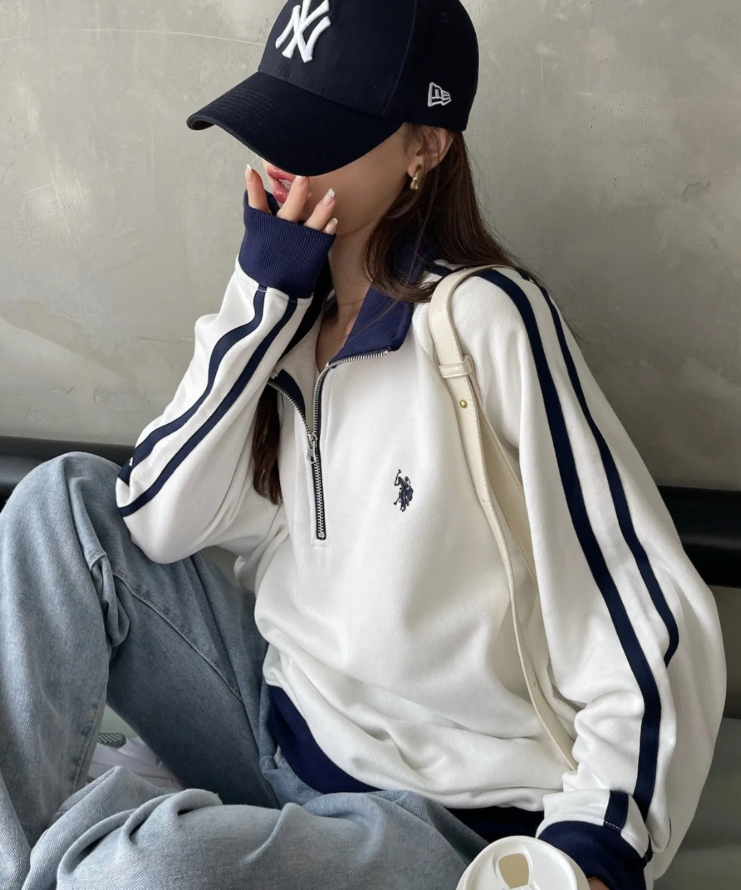 Толстовка с застежкой-молнией до середины груди от Ada./US POLO ASSN. Line Design. — фото 3