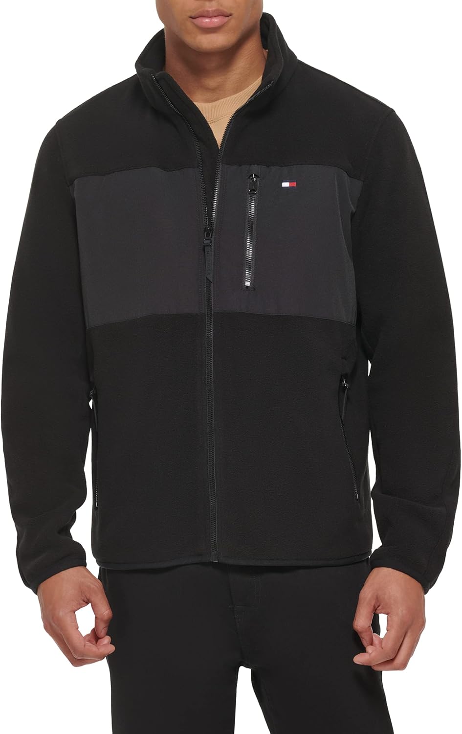 

Мужская флисовая куртка Tommy Hilfiger на молнии спереди, Black