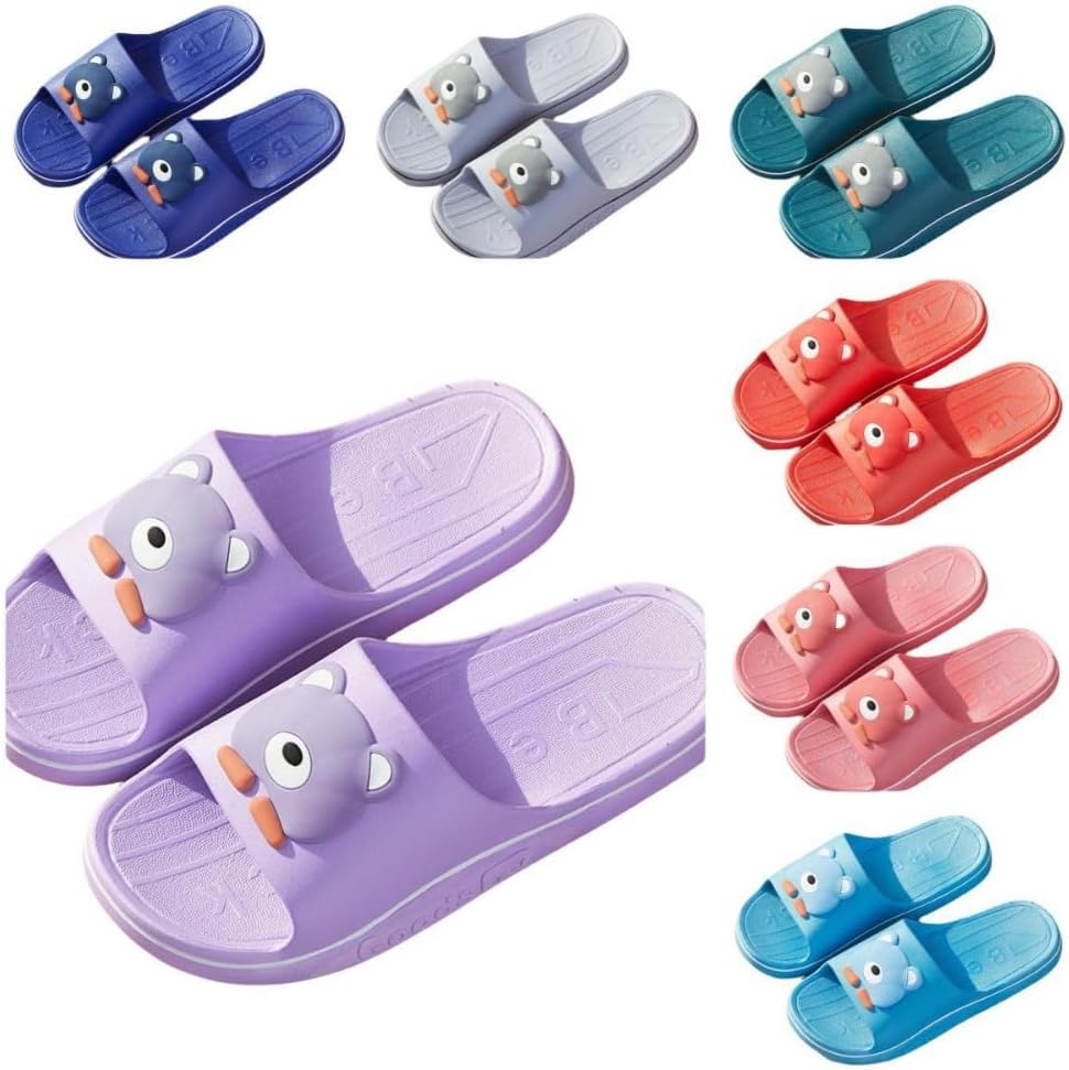 

Милые тапочки с медведем для женщин, летние, мягкие, на платформе, нескользящие, для дома и улицы, кавайные подарки для женщин и мужчин Albiva, фиолетовый