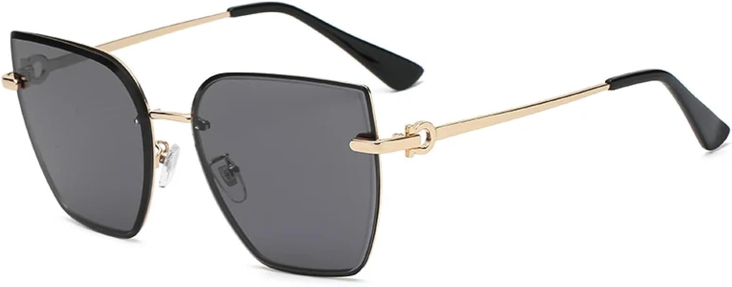 

Солнцезащитные очки с защитой от УФ-излучения UV400 | Линзы «кошачий глаз» с градиентной оправой, женские, без оправы | Для женщин и мужчин, для занятий спортом на открытом воздухе и вождения DSVIGF, Black