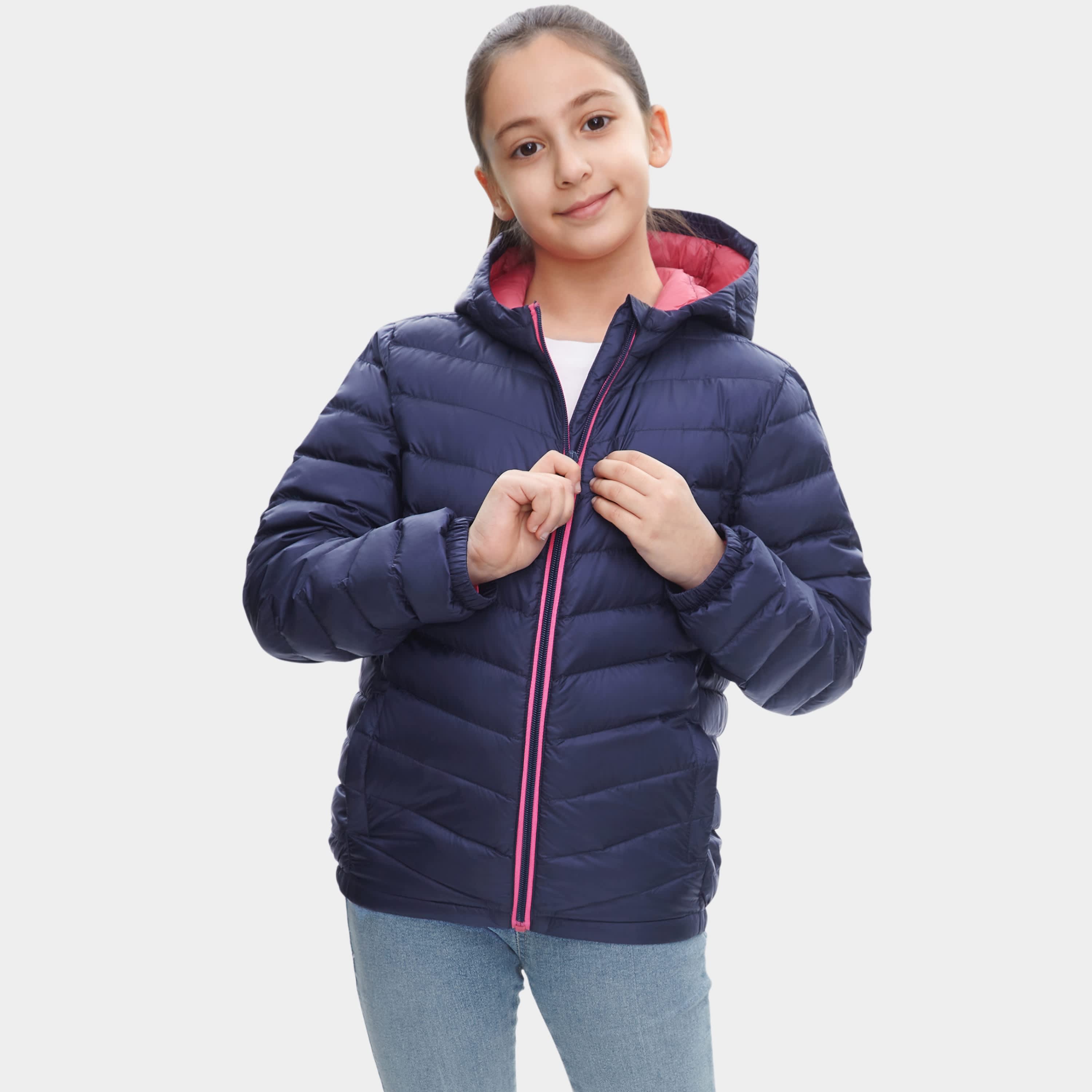 

Сверхлегкая пуховая куртка для девочек Rokka&Rolla, которую можно сложить и убрать, темно-синий