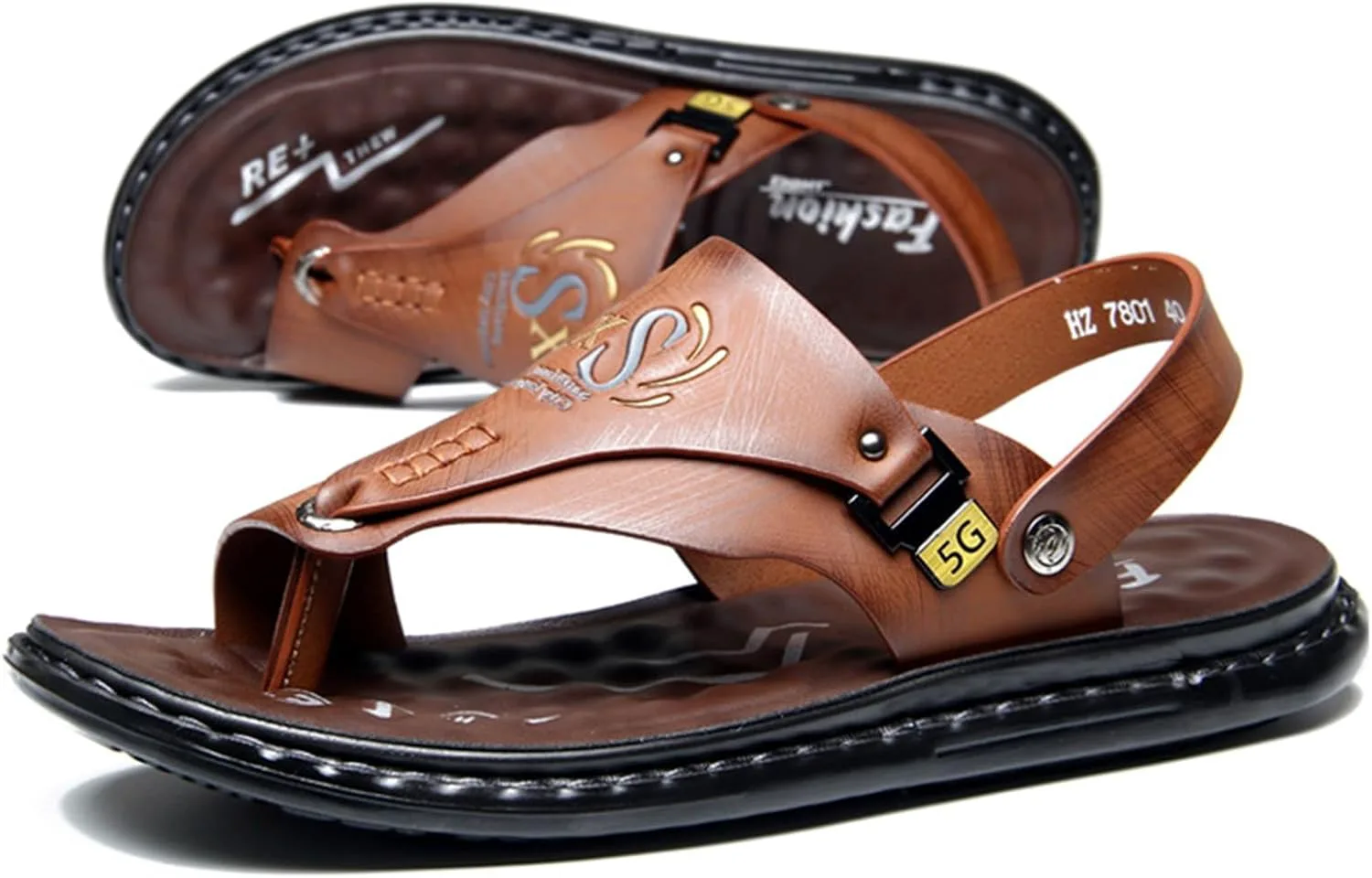 Summer Men Outdoor Orthopedic Bunion Corrector Сандалии,Stylish Hallux Valgu Slippers for Arch Support,Open Toe Plantar Fasciitis Flip Flops WCXTY, коричневый — фото 3