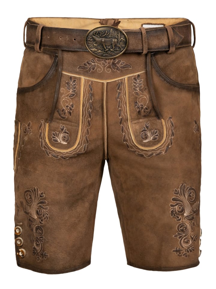 

Короткие кожаные брюки Маркуса из дикой овцы темно-коричневого цвета Edelnice