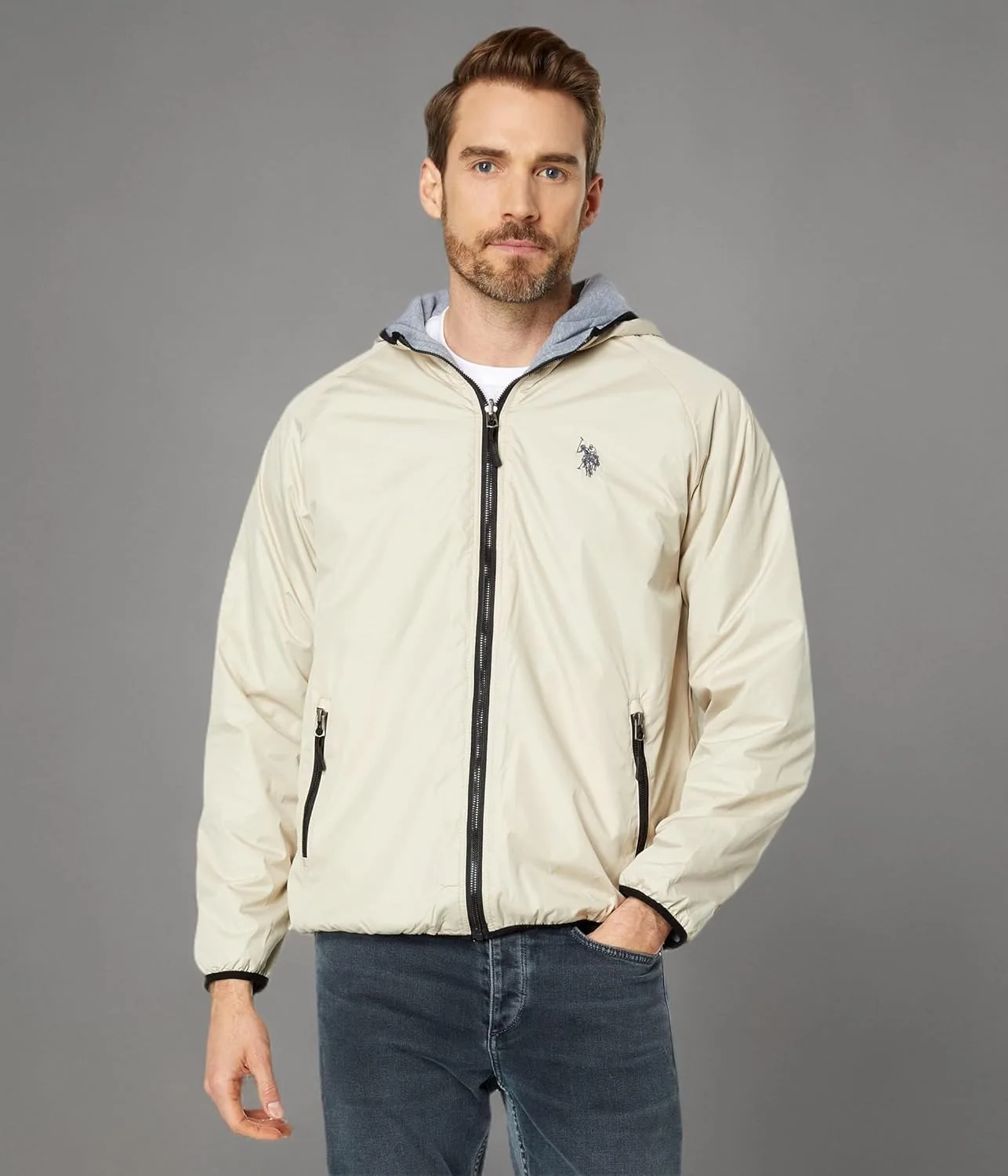 U.S. Polo Assn. мужская Reversible Softshell to Fleece Hoodie — фото 4