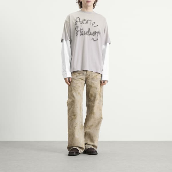 Футболка с двойным рукавом и логотипом Tinsel Acne Studios, светло-синий — фото 4