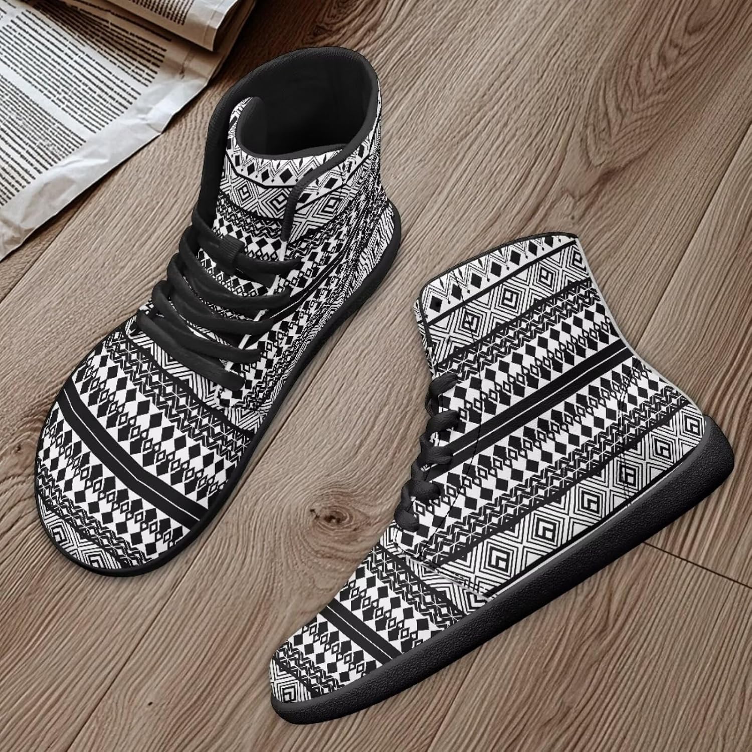 Кроссовки Binienty High Top Barefoot для женщин и мужчин, модные с нулевым перепадом, водонепроницаемые походные ботинки из ПУ-кожи, черный — фото 2