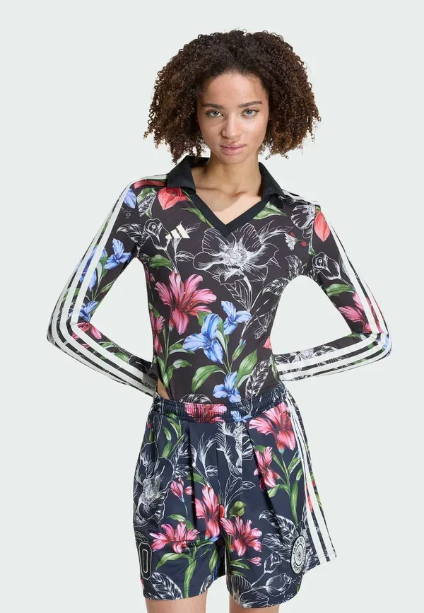 Топ Adidas x farm rio bodysuit long sleeved top Adidas Sportswear, черный/кремово-белый/мультиколор