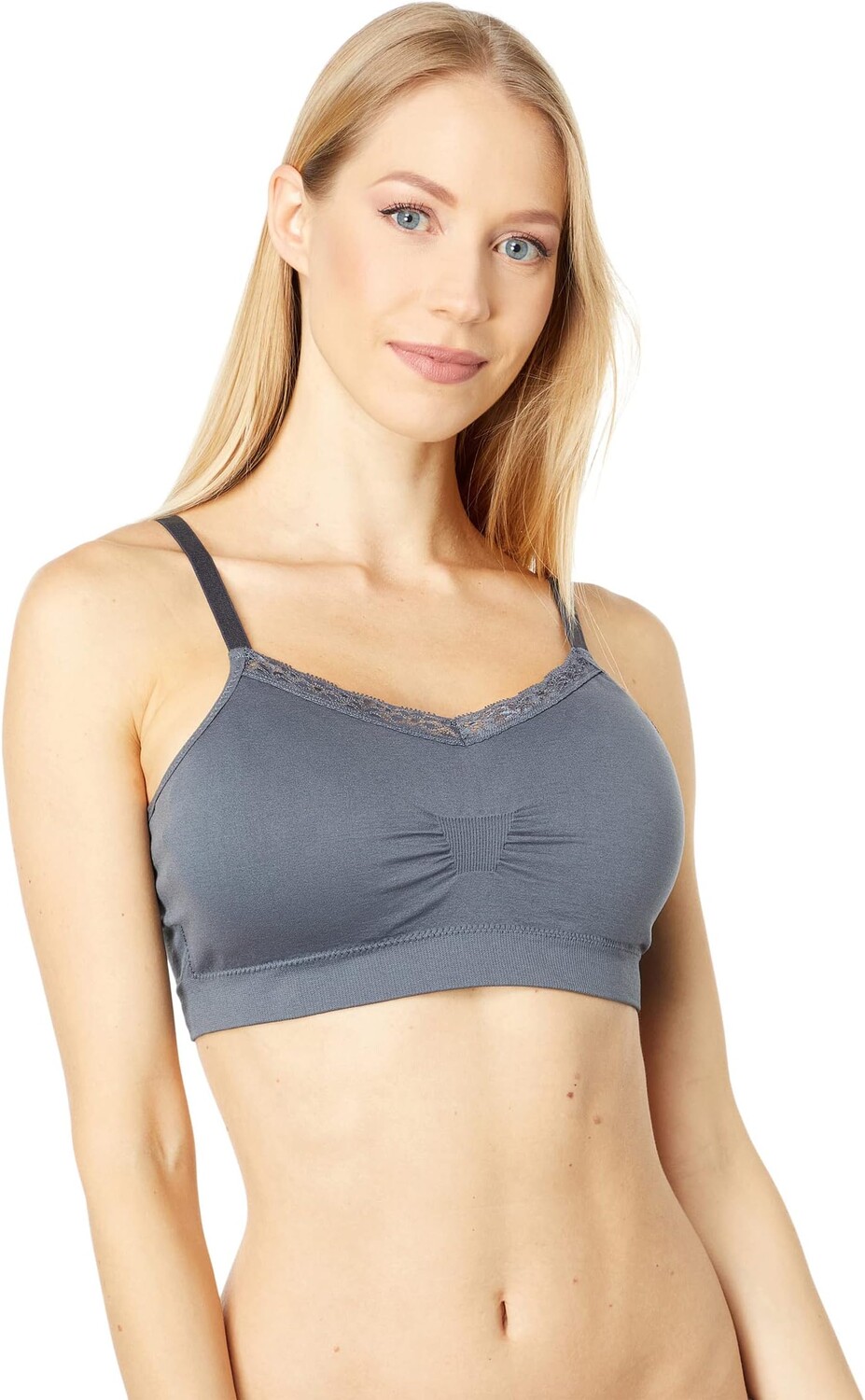 

Бюстгальтер Joy Bra Full Size Seamless V-Neck with Lace Trim, цвет Charcoal