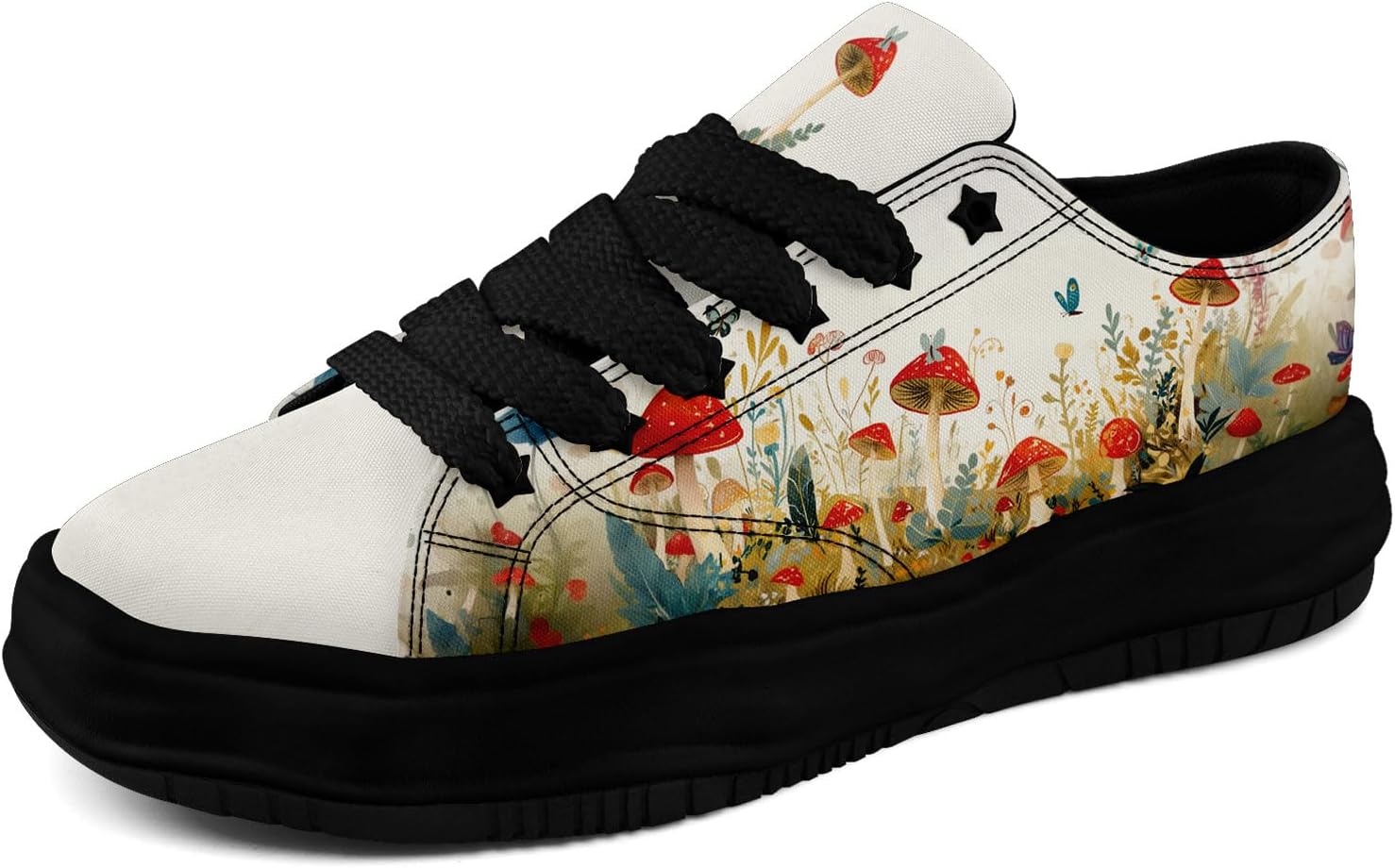 

Кеды AWSOLE с грибным цветочным принтом на холщовой основе для женщин и мужчин, низкие модные шнурованные кроссовки для прогулок, повседневная обувь на весну и лето, белый/черный/красный/зеленый/светло-зеленый