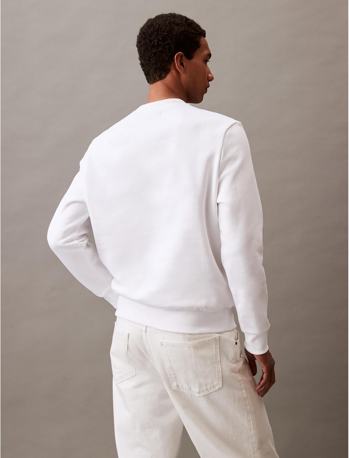 Мужская толстовка с круглым вырезом и монограммой Calvin Klein, Brilliant White — фото 3