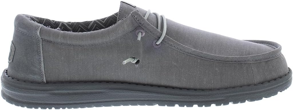 Мужские лоферы HEYDUDE Wally Stretch из текстиля, Удобная легкая обувь без шнурков для мужчин, Для повседневной носки, прогулок и путешествий, серый — фото 2