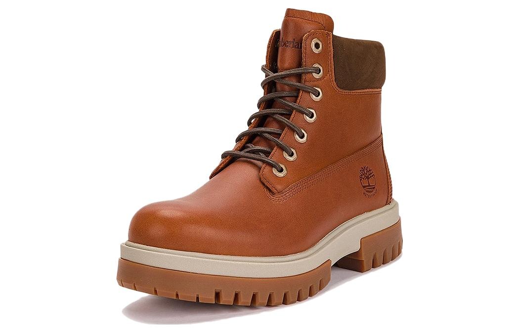 Мужские уличные ботинки Timberland высокие на толстой рифленой подошве, коричневый — фото 2