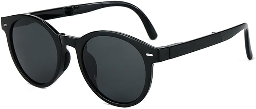 

Складные солнцезащитные очки в стиле ретро для женщин, круглые солнцезащитные очки с поляризацией для мужчин, защита от УФ-излучения UV400, аксессуары для мужчин VFDHN, Black