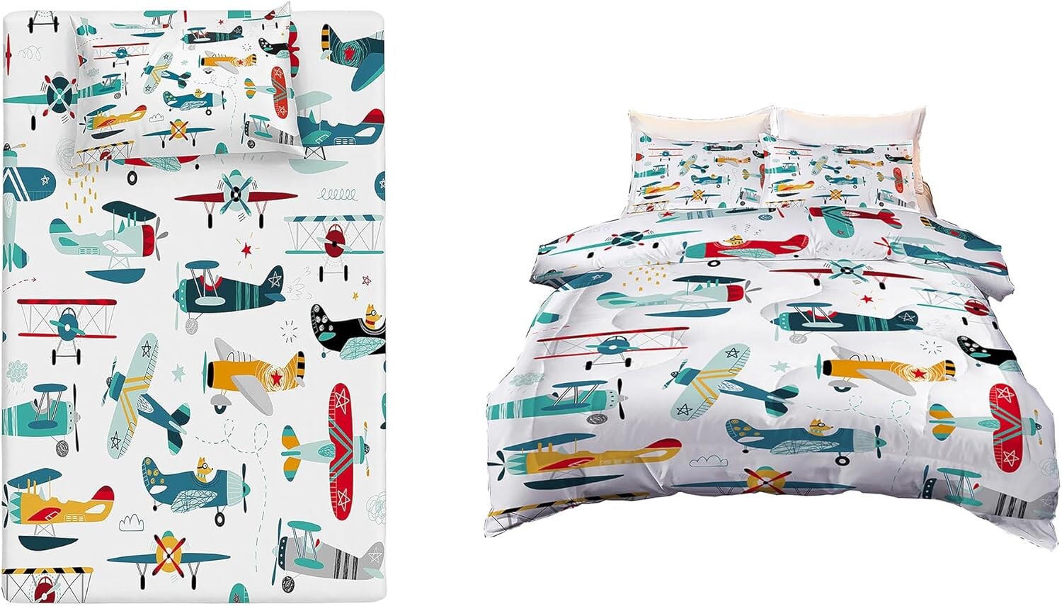 

Yasida Самолет Кровать Одеяло Простыни Установлены Твин Размер Красочный Мультфильм Пропеллер Самолет Постельное Белье Дети Мальчики Подростки Молодой Человек Мультфильм Самолеты Пуховое Одеяло Авиационная Тема Пуховое Одеяло Декор Спальни