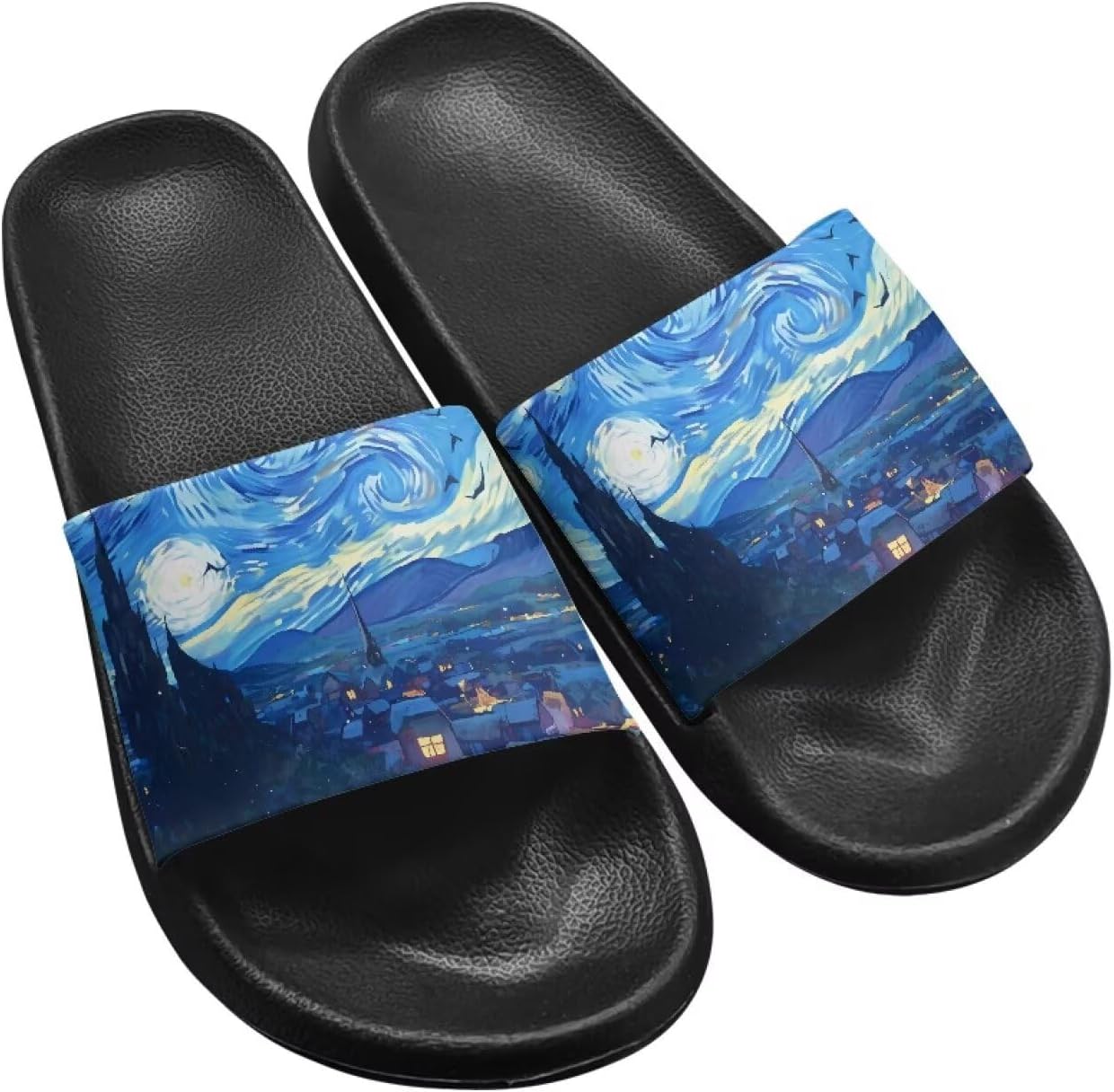 

Тапочки Hechitok для женщин и мужчин, домашние тапочки, шлепанцы для душа, слайды, банные сандалии, легкие, противоскользящие, легко чистятся, Starry Night