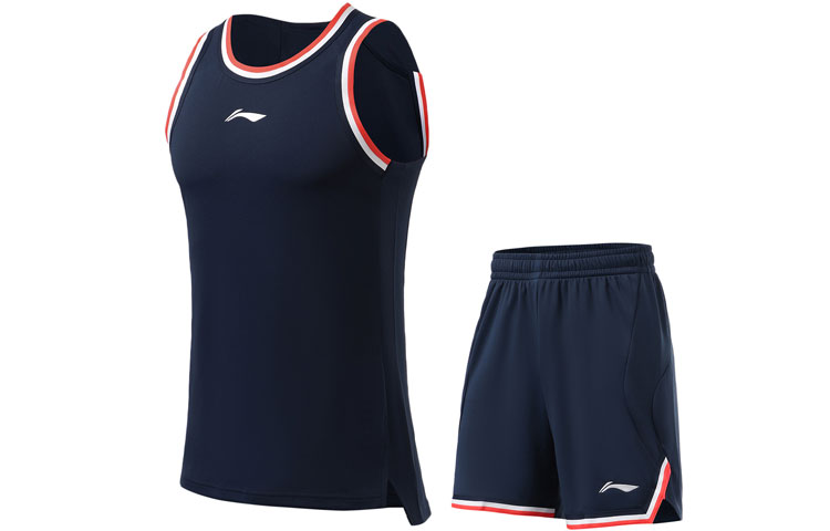 

Коллекция спортивной одежды для баскетбола Li Ning Sports: мужские баскетбольные костюмы средней жесткости с бандажом., guangdong синий