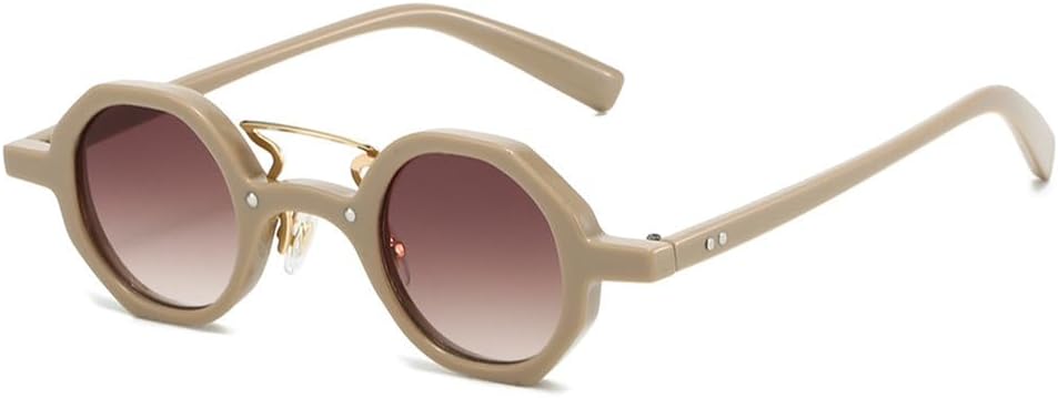 

Круглые женские солнцезащитные очки UV400 с двойной перемычкой, панк-стиль, заклепки, градиентный дизайн, для занятий спортом на открытом воздухе и верховой езды UYPTK, Coffee Tea