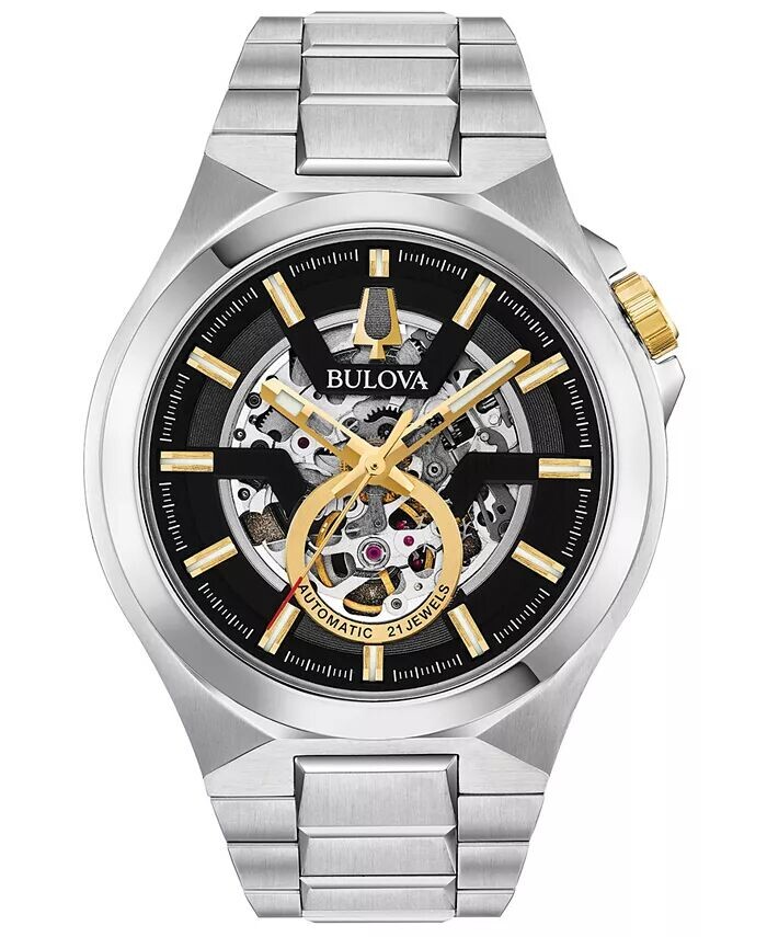 

Мужские автоматические часы Maquina с браслетом из нержавеющей стали, 46 мм Bulova