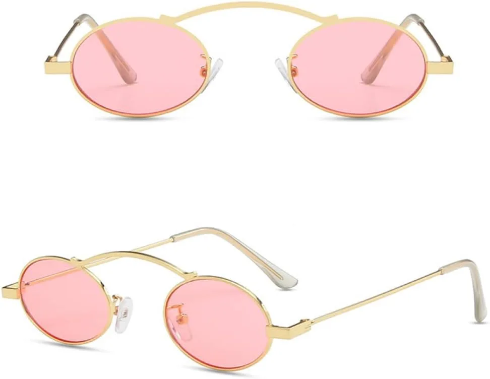 

Женские солнцезащитные очки овальной формы в стиле ретро, ​​маленькая оправа, черные, с защитой от УФ-излучения UV400, линзы Ocean Lens generic, Gold Pink