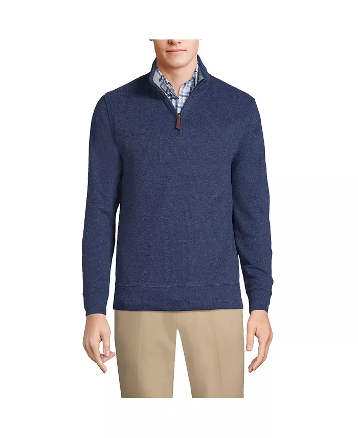 

Большой и высокий свитер Bedford Rib с четвертью молнии Lands' End, синий