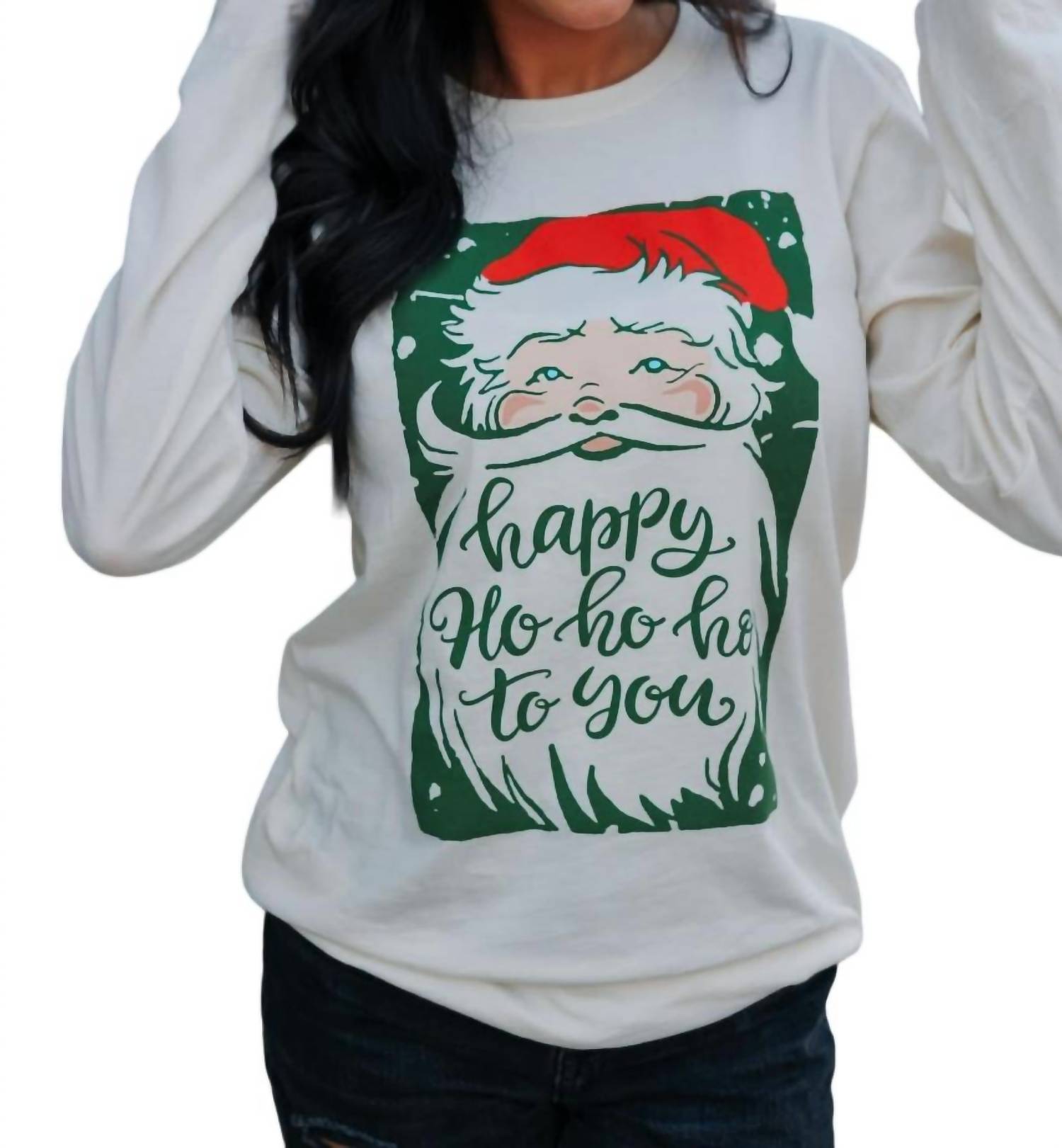 

Топ с длинными рукавами Happy Ho Ho Ho кремового цвета Small Town Society