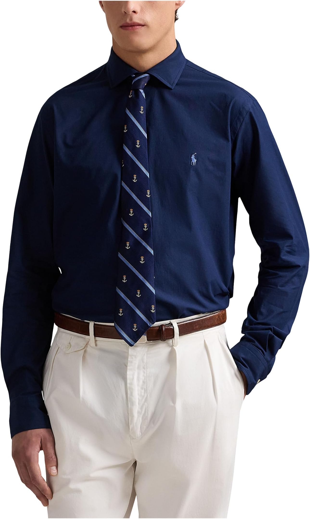 

Поло Polo Ralph Lauren Classic Fit Stretch Poplin Shirt, цвет Newport Navy