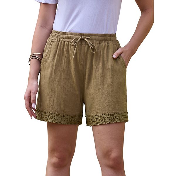 

Женские летние шорты с высокой талией, эластичным поясом и карманами Inspire Chic, Khaki