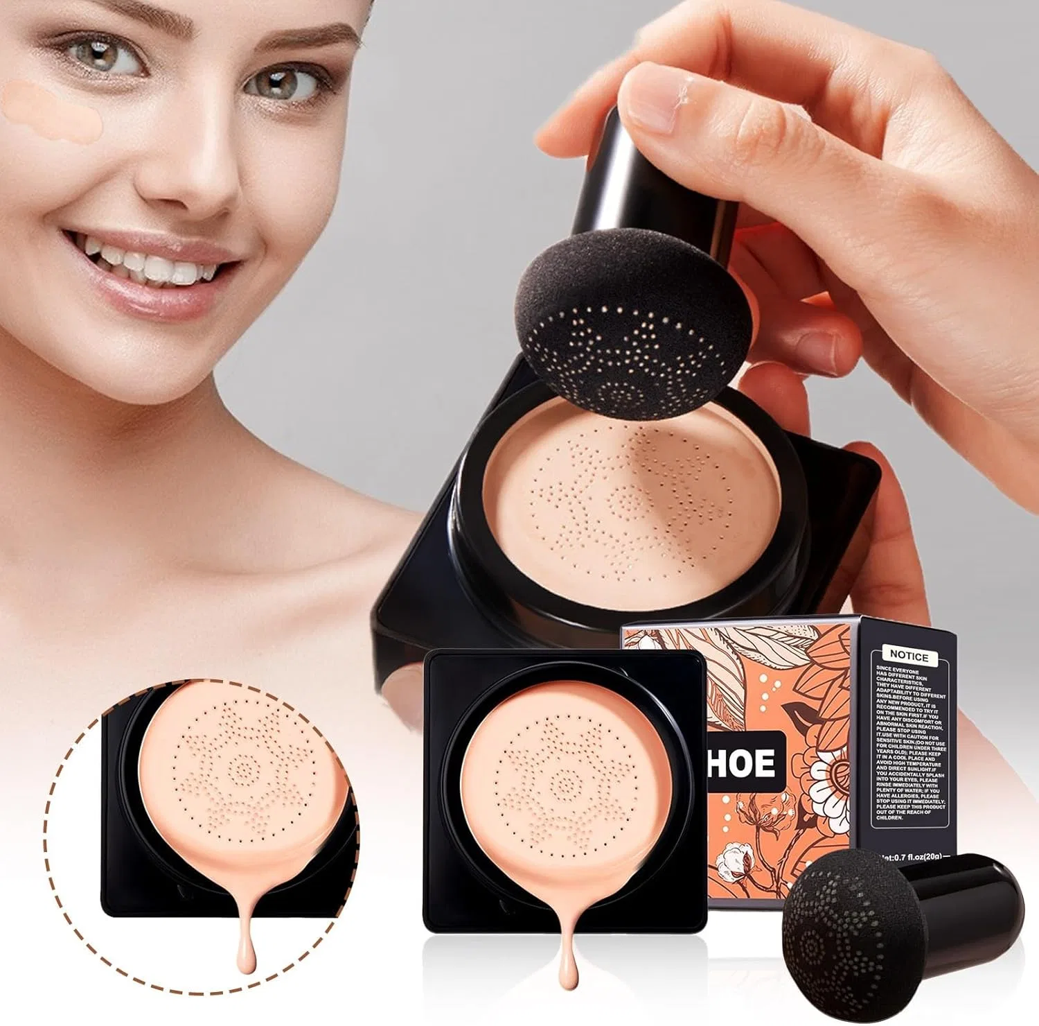Консилер матовый Mushroom Head Foundation, No brand, 1 шт, 104 г, цвет A — фото 3
