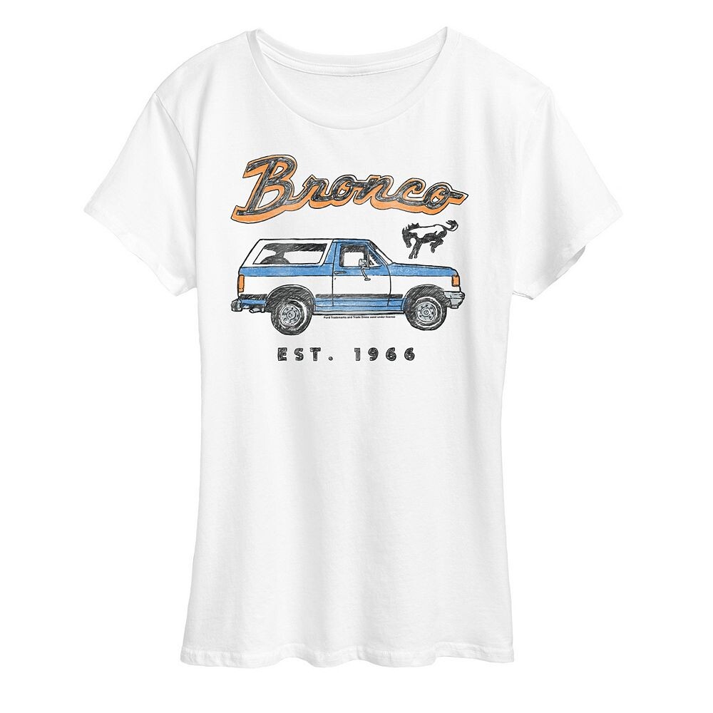 

Женский Ford Bronco Est. Футболка с графическим рисунком 1966 года Licensed Character, белый