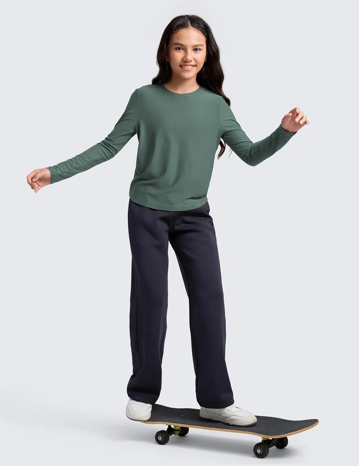 Детская футболка с длинным рукавом CRZ YOGA Cloudweight, цвет Graphite Green — фото 3