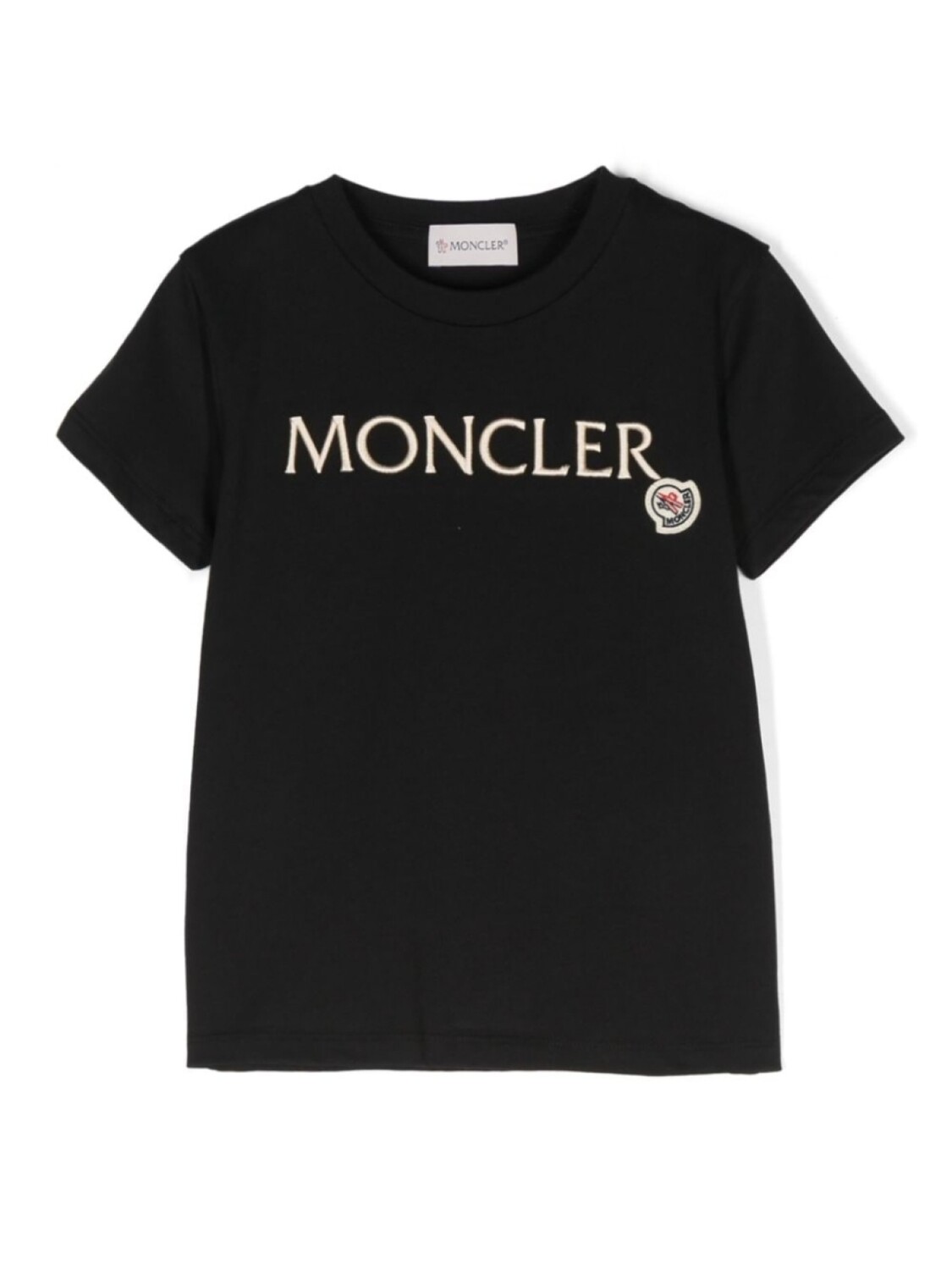 Moncler Enfant футболка с вышитым логотипом, черный