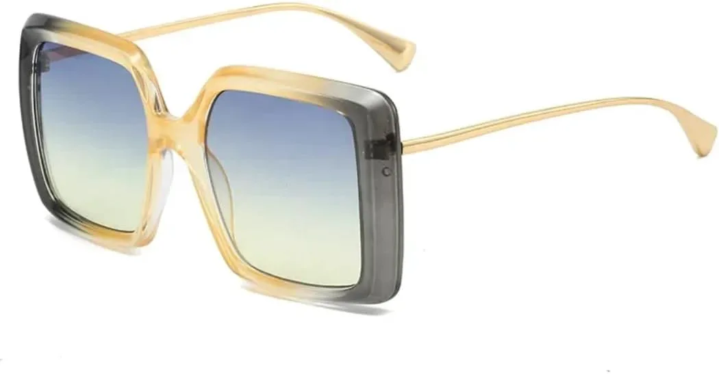 

Двухцветные градиентные солнцезащитные очки зеленого и желтого цвета для женщин, модные солнцезащитные очки UV400, панк-очки для мужчин SZVVBKK, Tea Gray