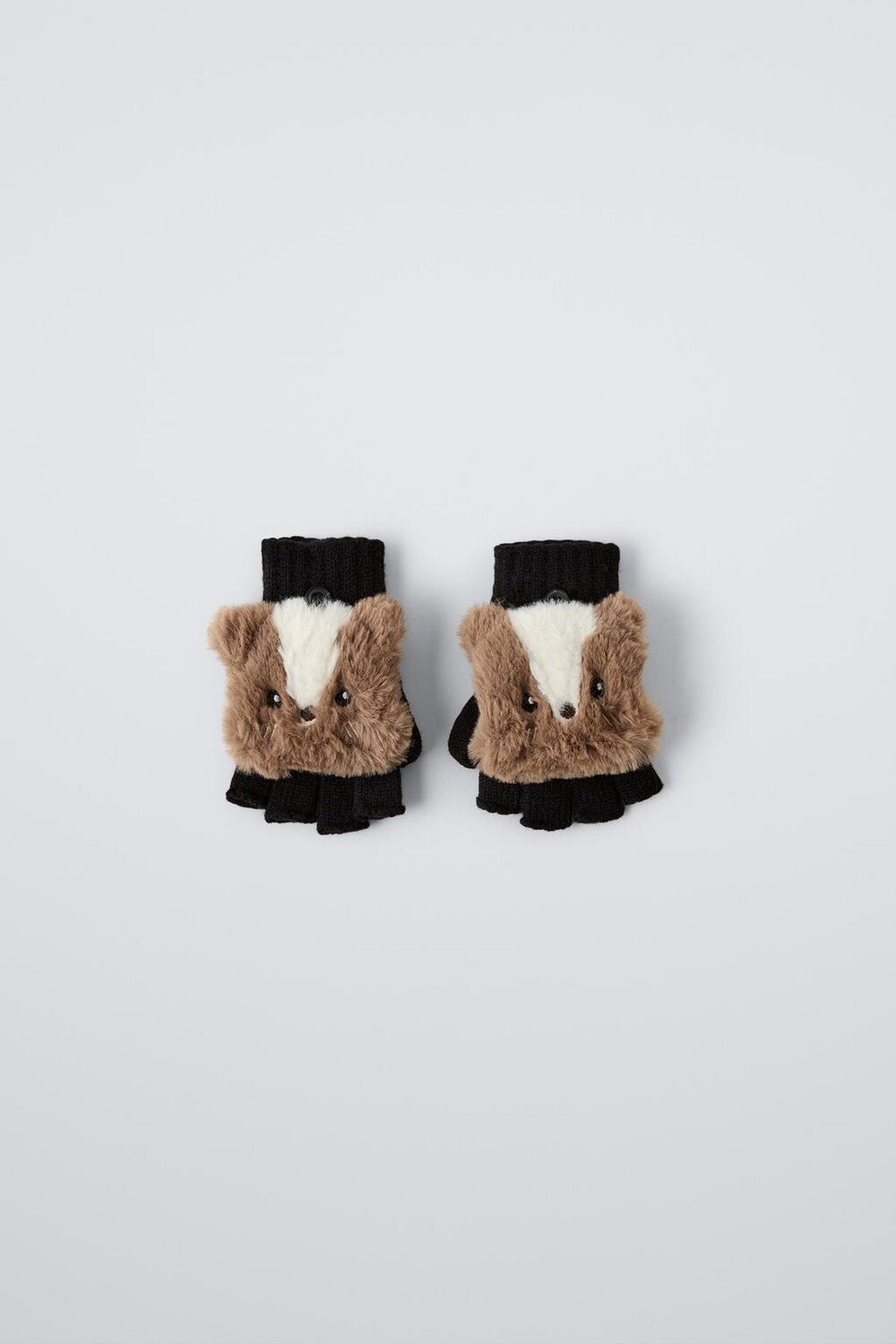 

Перчатки-варежки с эффектом бобра ZARA, черный