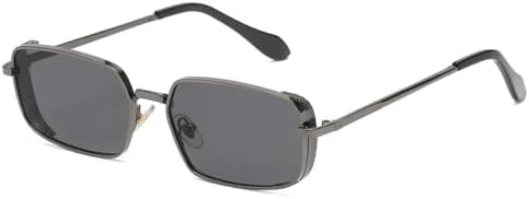 

Популярные металлические солнцезащитные очки-«шорты» 2027 года для женщин, маленькие прямоугольные, в винтажном панк-стиле, с защитой от УФ-излучения UV400 MTZJH, Gun Black