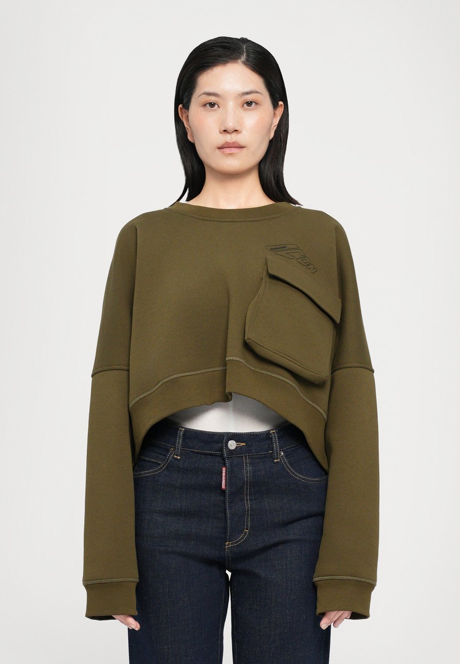 

Толстовка DSQUARED2 ICON ONION CROP FIT CREW NECK, Military Green/Dark Green