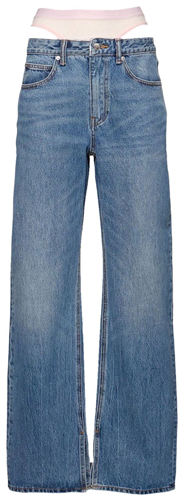 

Джинсы Alexander Wang с разрезом по низу и сетчатым нижним бельем Prestyle Hotfix, синий