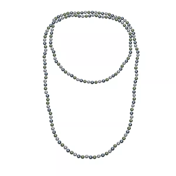 

Ожерелье из разноцветной искусственной жемчужины длиной 62 дюйма, связанное вручную, тройной оборот Bling Jewelry, black