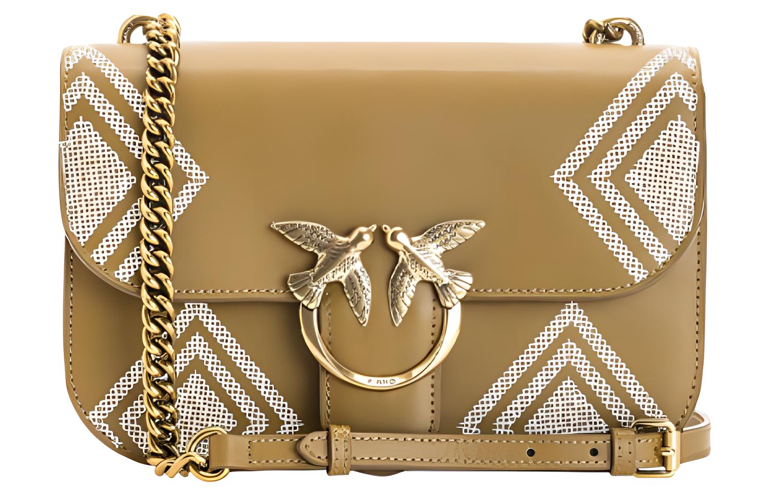 

PINKO Сумка через плечо из коровьей кожи Love Icon горчичного цвета